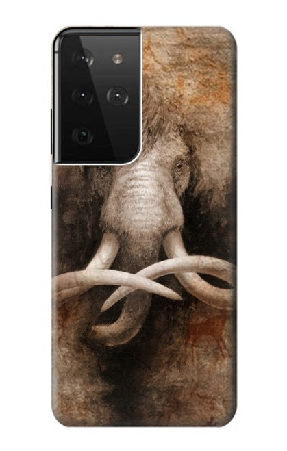 W3427 Mammoth Ancient Cave Art Hard Case and Leather Flip Case For Samsung Galaxy S21 Ultra 5G