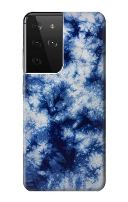 W3439 Fabric Indigo Tie Dye Hard Case and Leather Flip Case For Samsung Galaxy S21 Ultra 5G