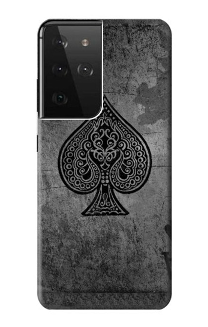 W3446 Black Ace Spade Hard Case and Leather Flip Case For Samsung Galaxy S21 Ultra 5G