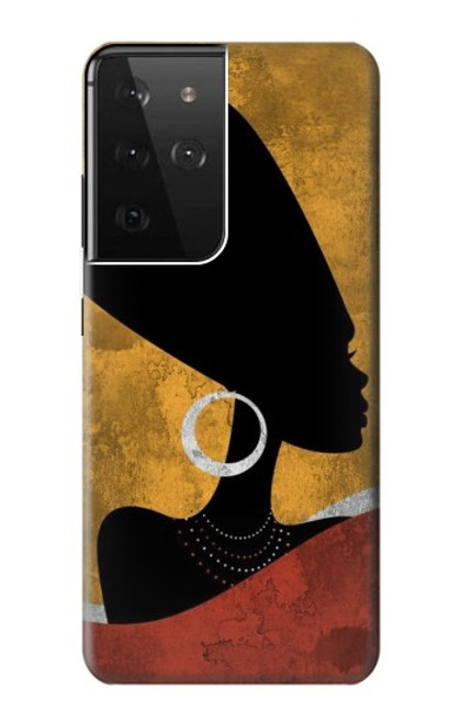 W3453 African Queen Nefertiti Silhouette Hard Case and Leather Flip Case For Samsung Galaxy S21 Ultra 5G