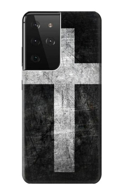 W3491 Christian Cross Hard Case and Leather Flip Case For Samsung Galaxy S21 Ultra 5G