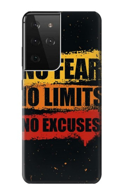 W3492 No Fear Limits Excuses Hard Case and Leather Flip Case For Samsung Galaxy S21 Ultra 5G