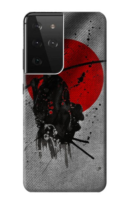 W3517 Japan Flag Samurai Hard Case and Leather Flip Case For Samsung Galaxy S21 Ultra 5G