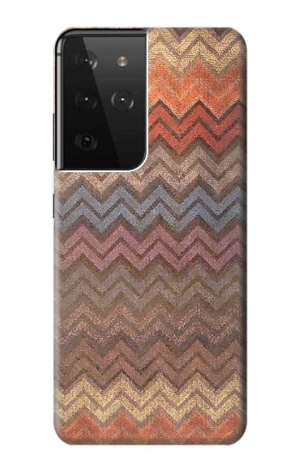 W3752 Zigzag Fabric Pattern Graphic Printed Hard Case and Leather Flip Case For Samsung Galaxy S21 Ultra 5G