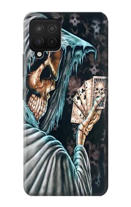 W0748 Grim Reaper Death Poker Hard Case and Leather Flip Case For Samsung Galaxy A12