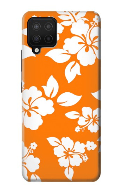 W2245 Hawaiian Hibiscus Orange Pattern Hard Case and Leather Flip Case For Samsung Galaxy A12