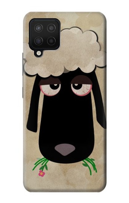 W2826 Cute Cartoon Unsleep Black Sheep Hard Case and Leather Flip Case For Samsung Galaxy A12