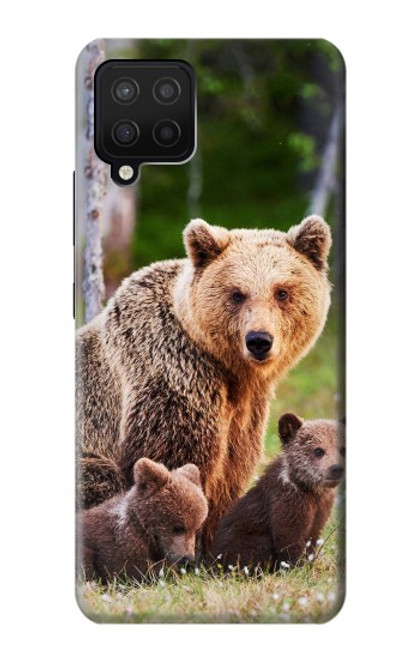 W3558 Bear Family Hard Case and Leather Flip Case For Samsung Galaxy A12