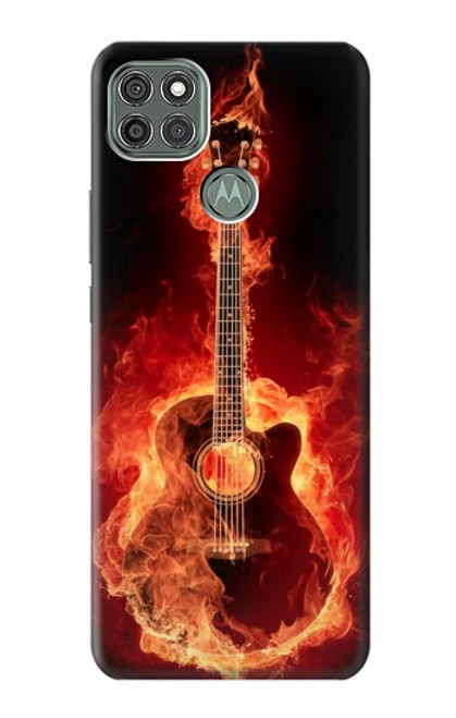 W0415 Fire Guitar Burn Hard Case and Leather Flip Case For Motorola Moto G9 Power