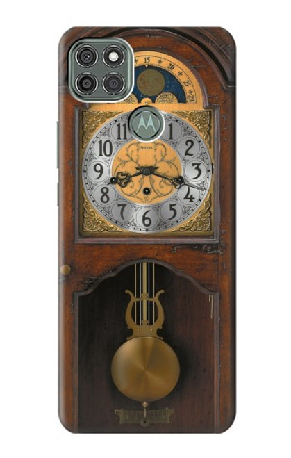 W3173 Grandfather Clock Antique Wall Clock Hard Case and Leather Flip Case For Motorola Moto G9 Power