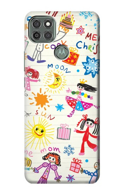 W3280 Kids Drawing Hard Case and Leather Flip Case For Motorola Moto G9 Power
