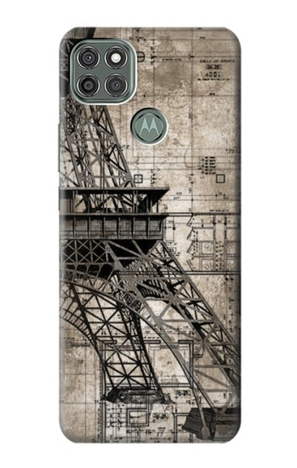 W3416 Eiffel Tower Blueprint Hard Case and Leather Flip Case For Motorola Moto G9 Power