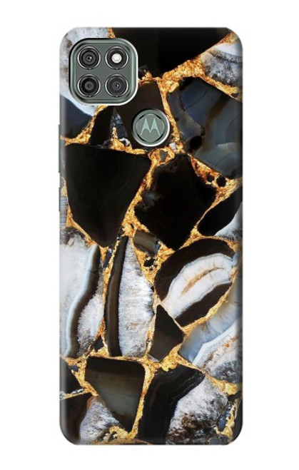W3419 Gold Marble Graphic Print Hard Case and Leather Flip Case For Motorola Moto G9 Power