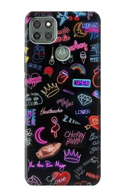 W3433 Vintage Neon Graphic Hard Case and Leather Flip Case For Motorola Moto G9 Power