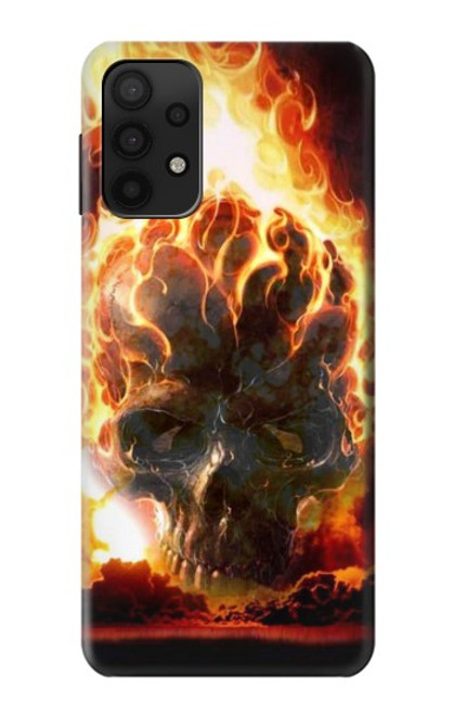 W0863 Hell Fire Skull Hard Case and Leather Flip Case For Samsung Galaxy A32 5G