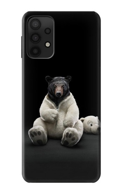 W0878 Black Bear Hard Case and Leather Flip Case For Samsung Galaxy A32 5G