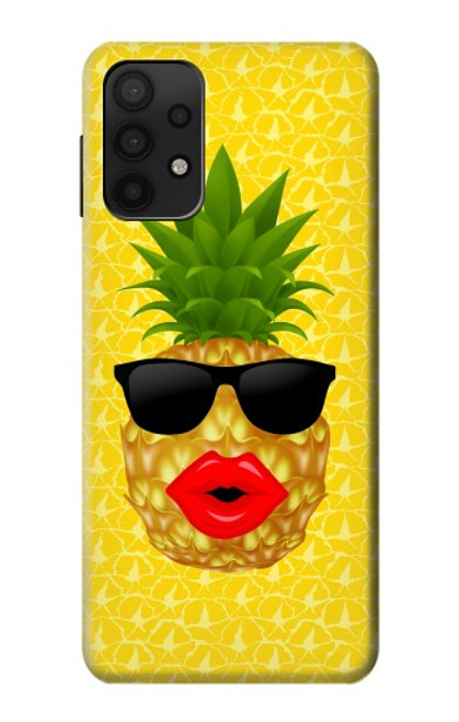 W2443 Funny Pineapple Sunglasses Kiss Hard Case and Leather Flip Case For Samsung Galaxy A32 5G