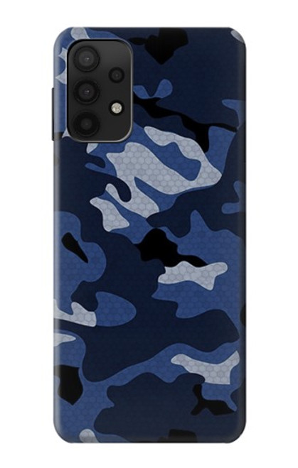 W2959 Navy Blue Camo Camouflage Hard Case and Leather Flip Case For Samsung Galaxy A32 5G