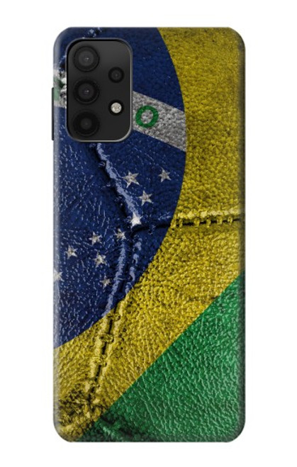 W3297 Brazil Flag Vintage Football Graphic Hard Case and Leather Flip Case For Samsung Galaxy A32 5G