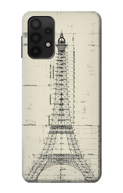 W3474 Eiffel Architectural Drawing Hard Case and Leather Flip Case For Samsung Galaxy A32 5G