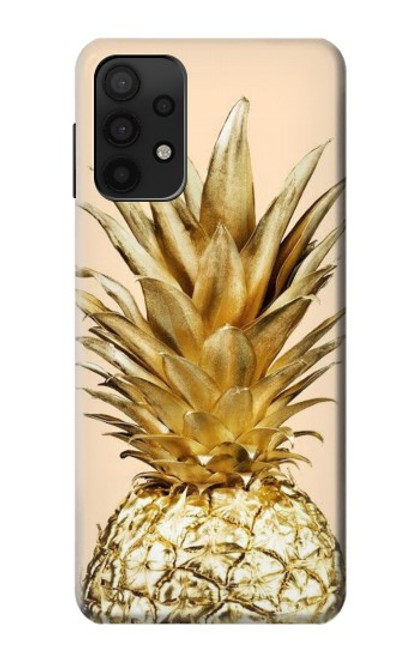 W3490 Gold Pineapple Hard Case and Leather Flip Case For Samsung Galaxy A32 5G