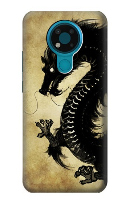 W1482 Black Dragon Painting Hard Case and Leather Flip Case For Nokia 3.4