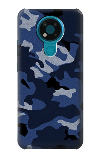 W2959 Navy Blue Camo Camouflage Hard Case and Leather Flip Case For Nokia 3.4