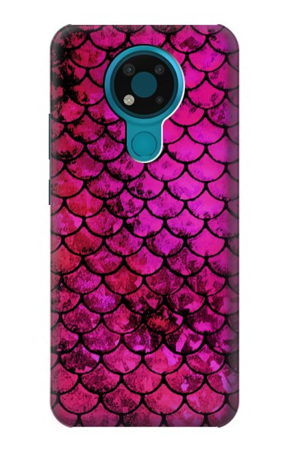 W3051 Pink Mermaid Fish Scale Hard Case and Leather Flip Case For Nokia 3.4