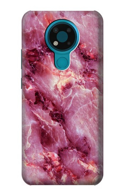 W3052 Pink Marble Graphic Printed Hard Case and Leather Flip Case For Nokia 3.4