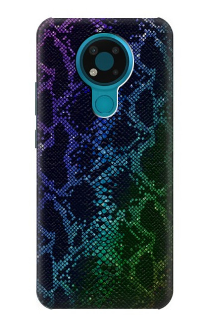 W3366 Rainbow Python Skin Graphic Print Hard Case and Leather Flip Case For Nokia 3.4