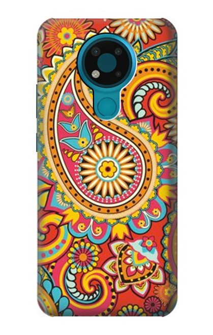 W3402 Floral Paisley Pattern Seamless Hard Case and Leather Flip Case For Nokia 3.4