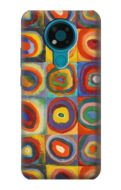 W3409 Squares Concentric Circles Hard Case and Leather Flip Case For Nokia 3.4