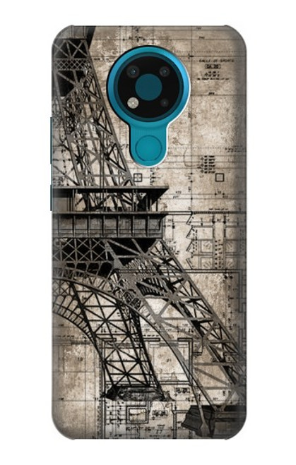 W3416 Eiffel Tower Blueprint Hard Case and Leather Flip Case For Nokia 3.4