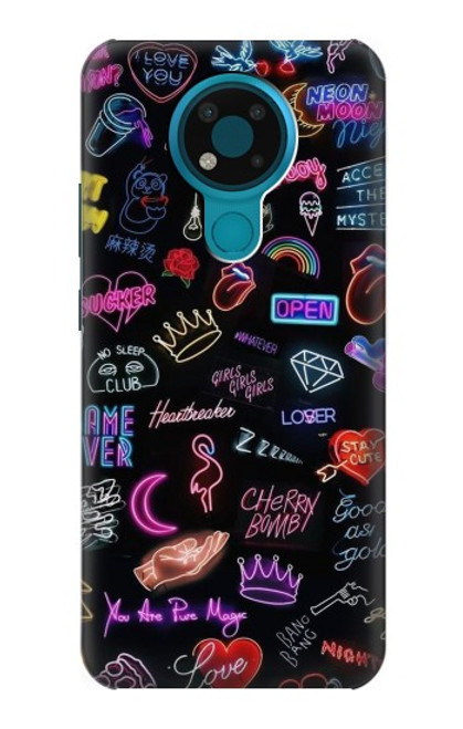 W3433 Vintage Neon Graphic Hard Case and Leather Flip Case For Nokia 3.4