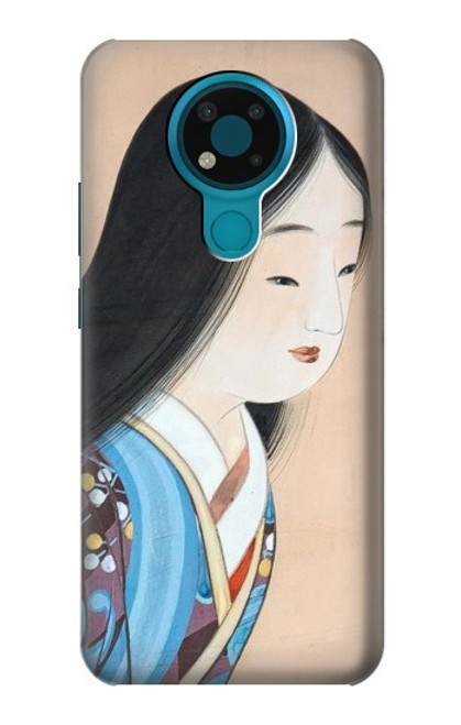 W3483 Japan Beauty Kimono Hard Case and Leather Flip Case For Nokia 3.4