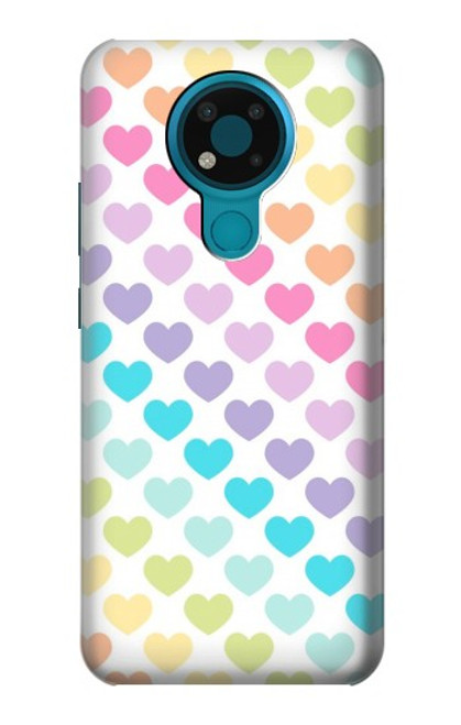 W3499 Colorful Heart Pattern Hard Case and Leather Flip Case For Nokia 3.4