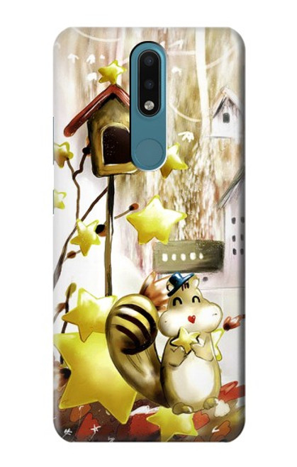 W0109 Cute Squirrel Cartoon Hard Case and Leather Flip Case For Nokia 2.4