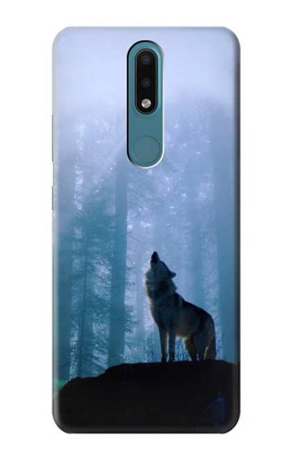 W0935 Wolf Howling in Forest Hard Case and Leather Flip Case For Nokia 2.4