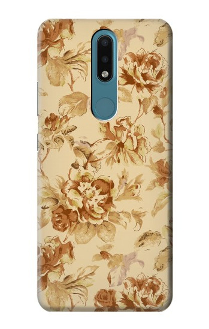 W2180 Flower Floral Vintage Pattern Hard Case and Leather Flip Case For Nokia 2.4