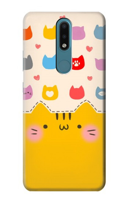 W2442 Cute Cat Cartoon Funny Hard Case and Leather Flip Case For Nokia 2.4