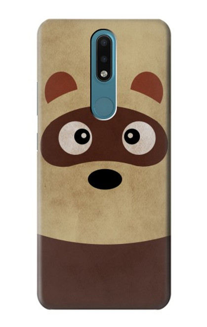 W2825 Cute Cartoon Raccoon Hard Case and Leather Flip Case For Nokia 2.4