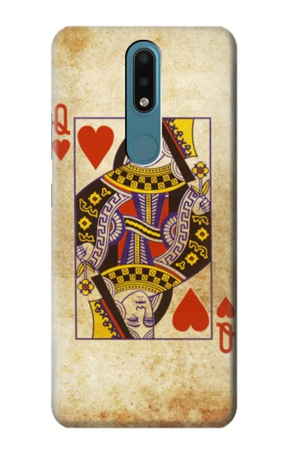 W2833 Poker Card Queen Hearts Hard Case and Leather Flip Case For Nokia 2.4