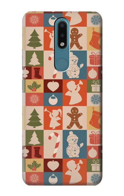 W2854 Cute Xmas Pattern Hard Case and Leather Flip Case For Nokia 2.4