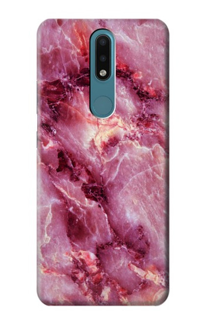 W3052 Pink Marble Graphic Printed Hard Case and Leather Flip Case For Nokia 2.4