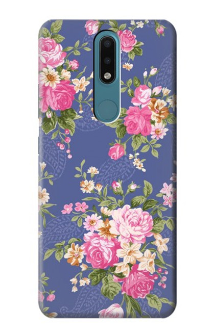 W3265 Vintage Flower Pattern Hard Case and Leather Flip Case For Nokia 2.4