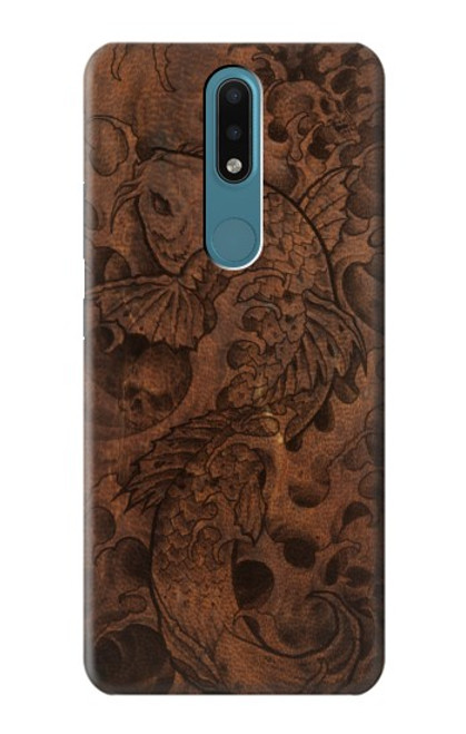 W3405 Fish Tattoo Leather Graphic Print Hard Case and Leather Flip Case For Nokia 2.4