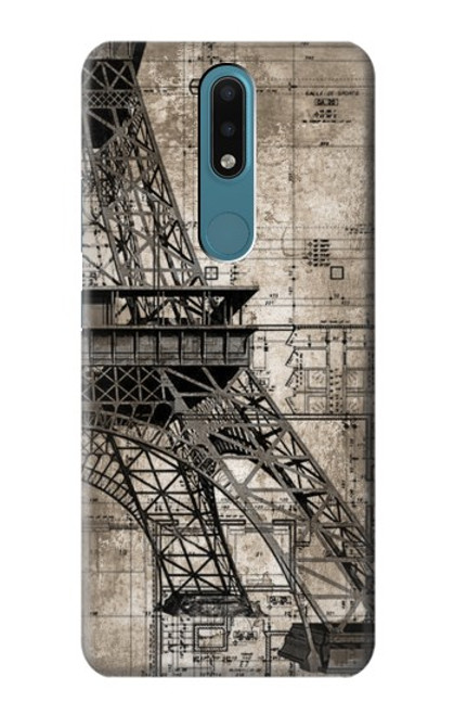 W3416 Eiffel Tower Blueprint Hard Case and Leather Flip Case For Nokia 2.4