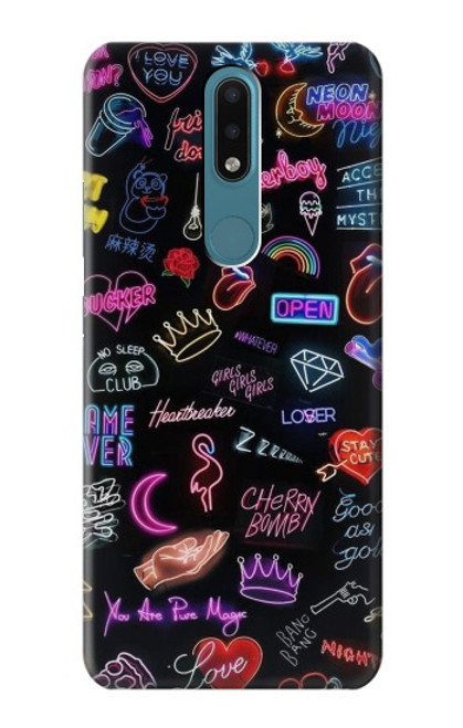 W3433 Vintage Neon Graphic Hard Case and Leather Flip Case For Nokia 2.4