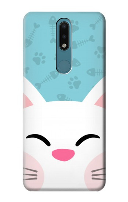 W3542 Cute Cat Cartoon Hard Case and Leather Flip Case For Nokia 2.4