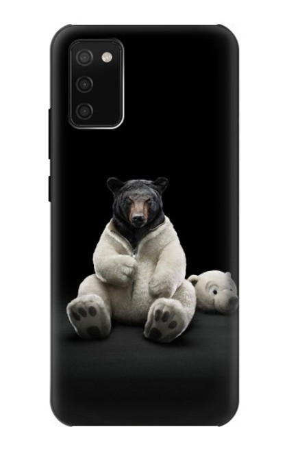 W0878 Black Bear Hard Case and Leather Flip Case For Samsung Galaxy A02s, Galaxy M02s